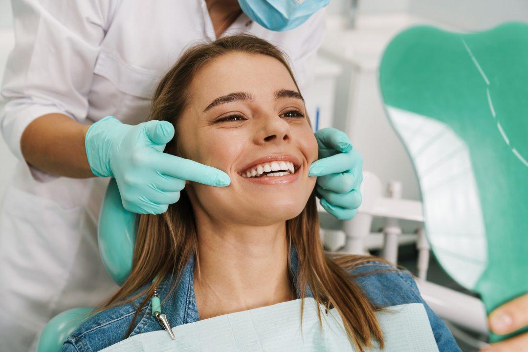 Smiling patient at a dental clinic