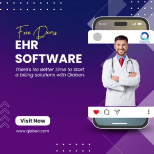Screenshot of Qiaben’s EHR Professional dashboard, featuring patient records, appointment scheduling, and a navigation menu.