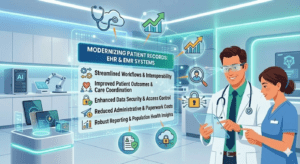 Patient Record Management using EHR and EMR systems to improve healthcare workflow and data security